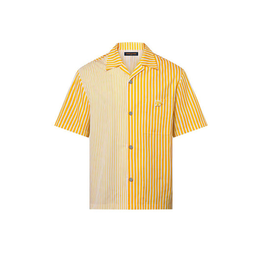 Monogram Striped Patchwork Short-Sleeved Shirt